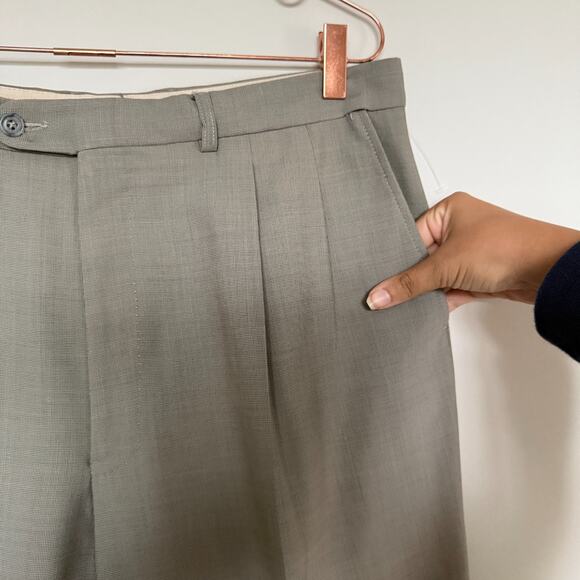 Vtg 90s SERGIO PIUMATTI ITALY Trouser Pants 36 Pure Wool Luxury Slack Workwear - Picture 4 of 12